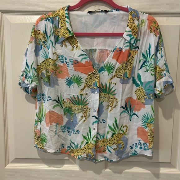 Zara Tops - Zara cheetah blouse, medium